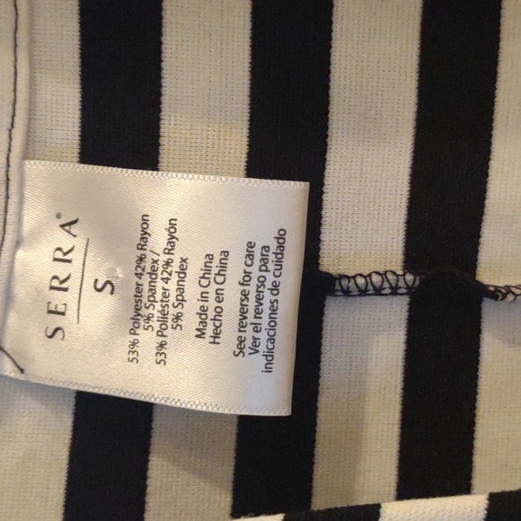 Serra women's small black white stripe open front 2 pocket blazer jacket - Picture 5 of 5